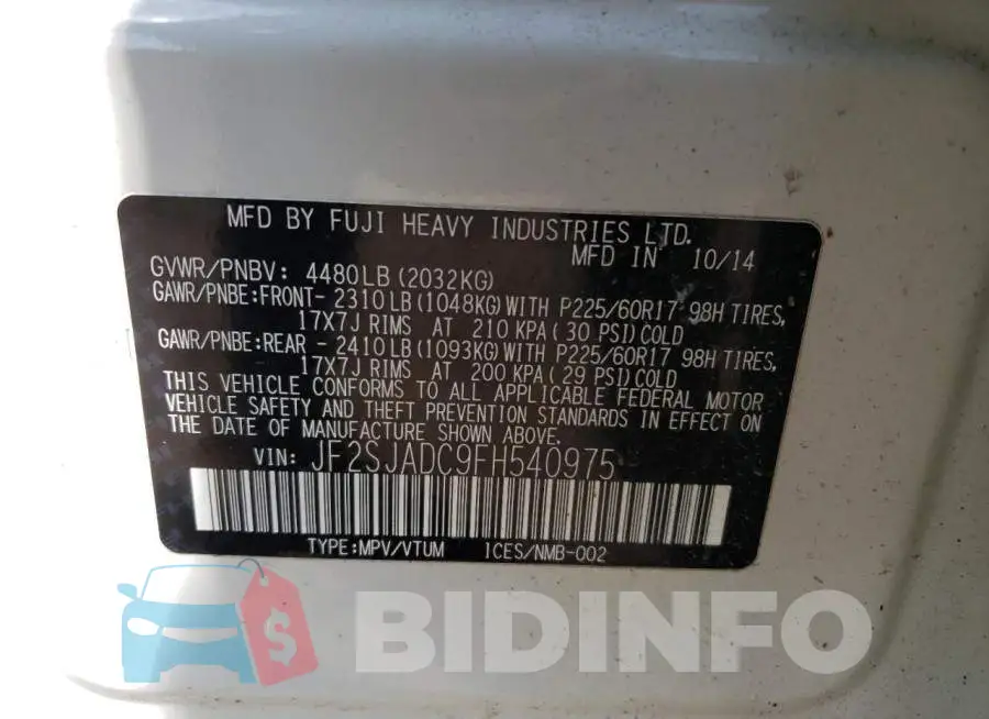 JF2SJADC9FH540975 Photo# 13