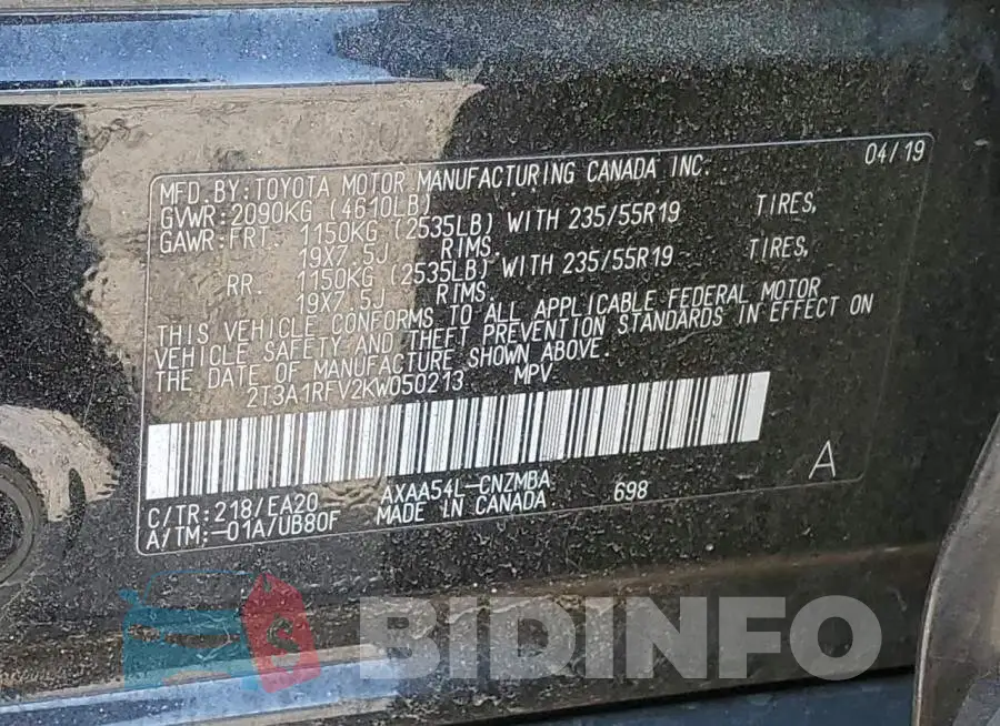 2T3A1RFV2KW050213 Photo# 13
