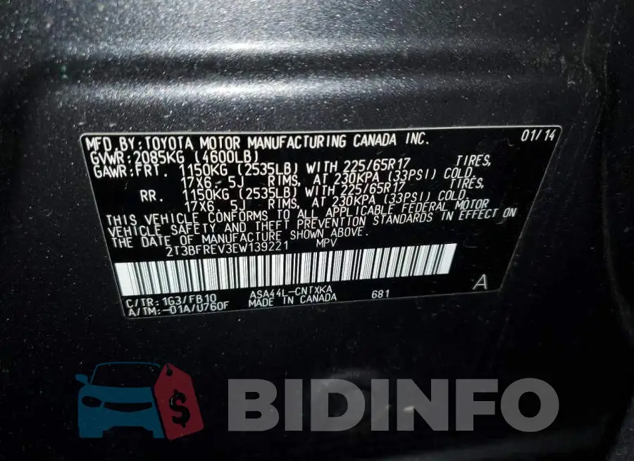 2T3BFREV3EW139221 Photo# 13