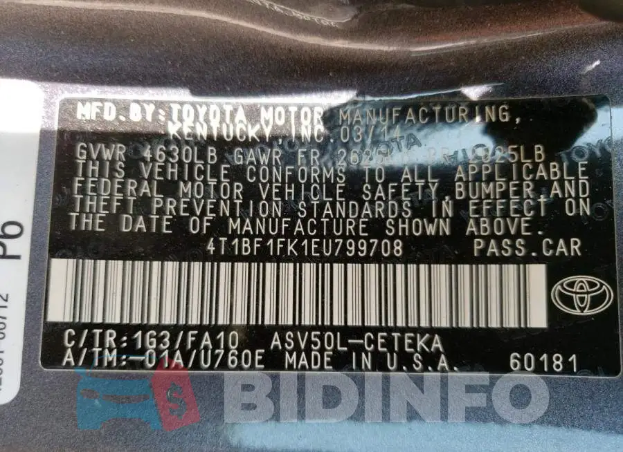 4T1BF1FK1EU799708 Photo# 13
