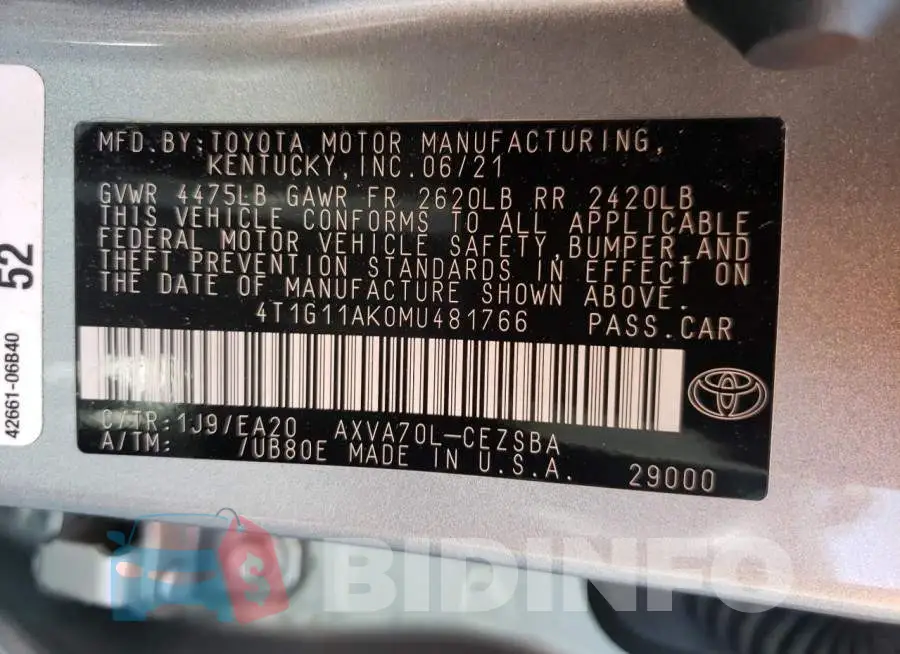 4T1G11AK0MU481766 Photo# 12
