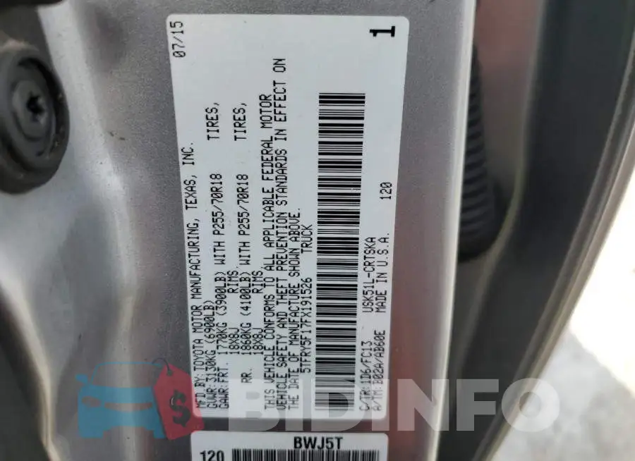 5TFRY5F17FX191526 Photo# 12