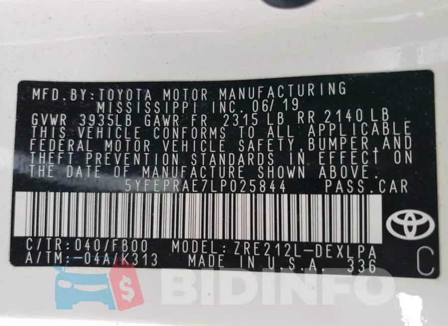 5YFEPRAE7LP025844 Photo# 13