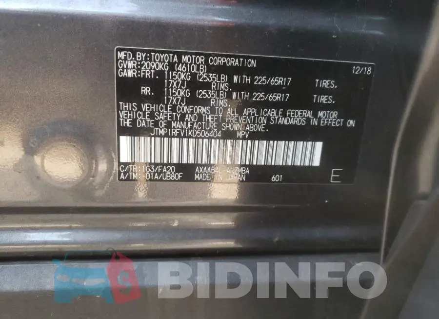 JTMP1RFV1KD506404 Photo# 13