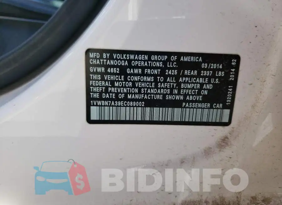 1VWBN7A39EC089002 Photo# 12