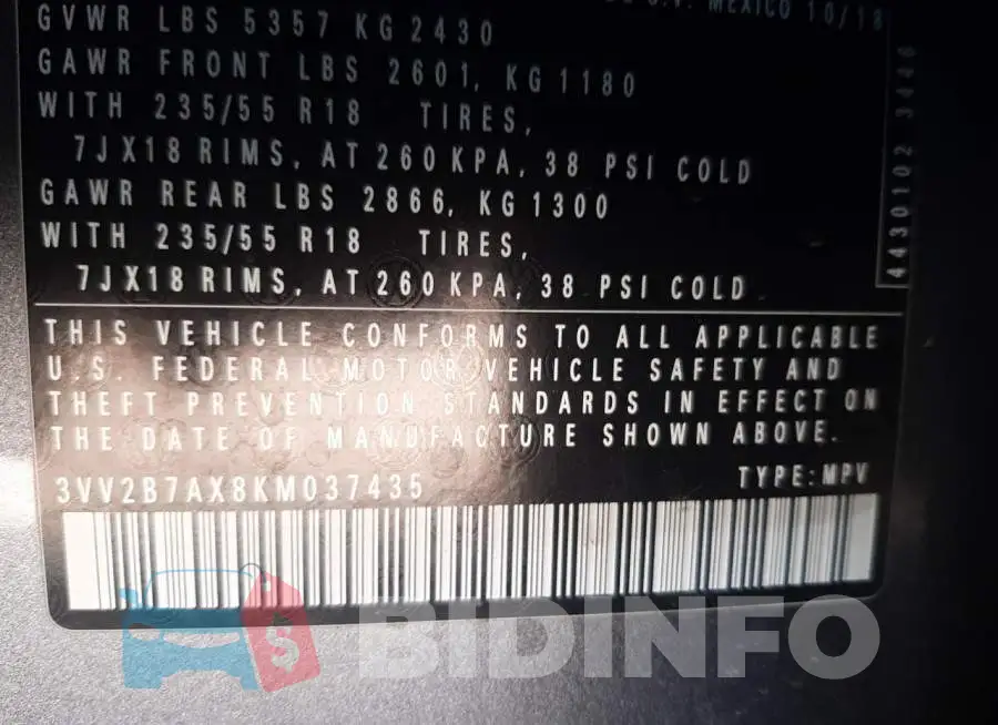 3VV2B7AX8KM037435 Photo# 12