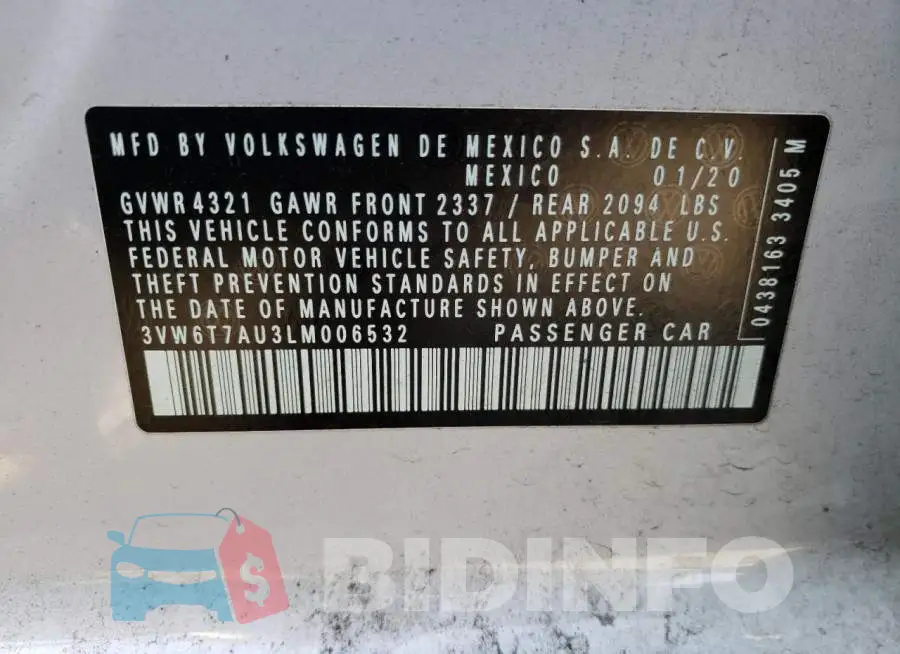3VW6T7AU3LM006532 Photo# 12