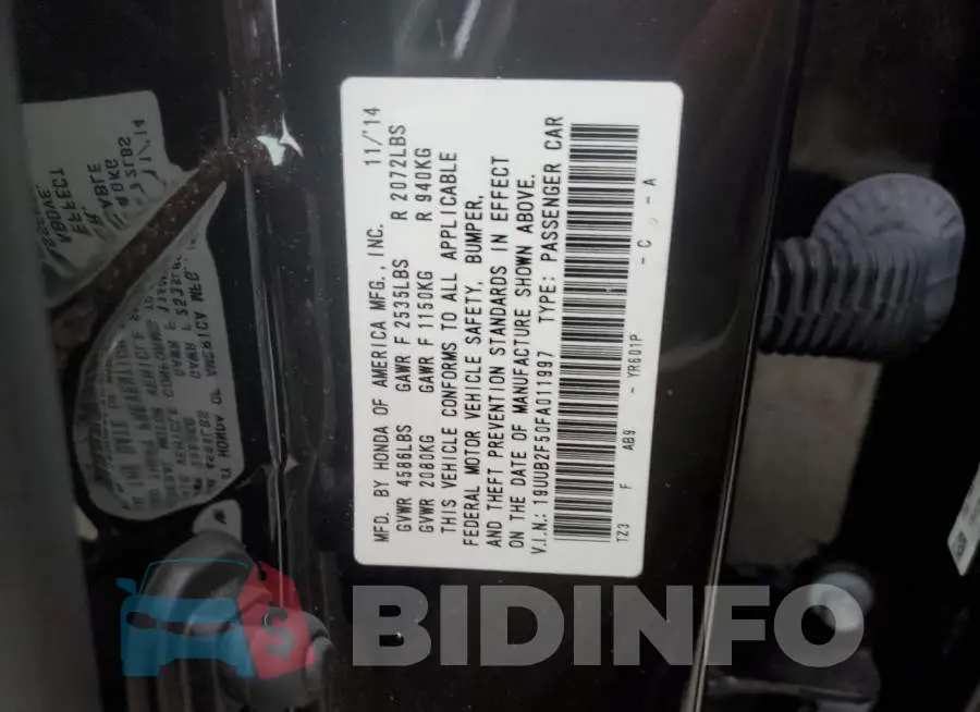 19UUB2F50FA011997 Photo# 12