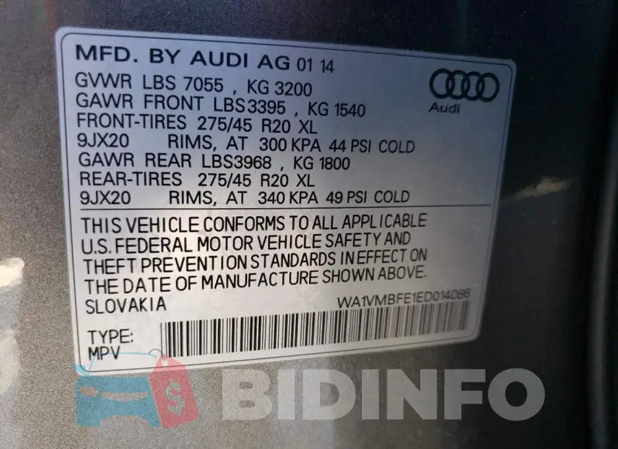 WA1VMBFE1ED014086 Photo# 14