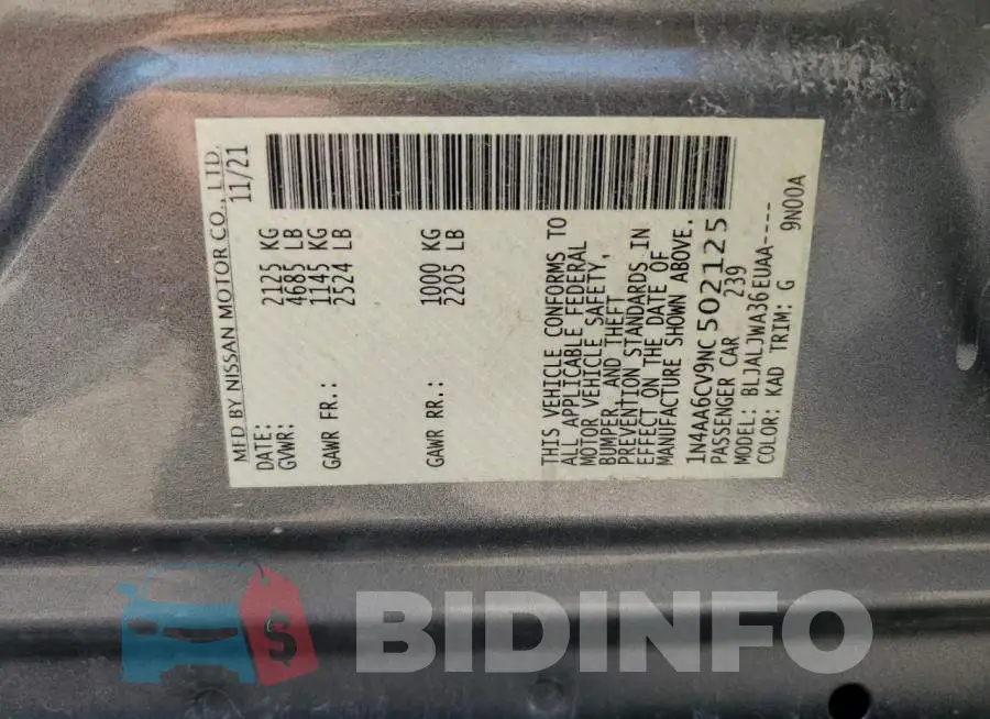 1N4AA6CV9NC502125 Photo# 12