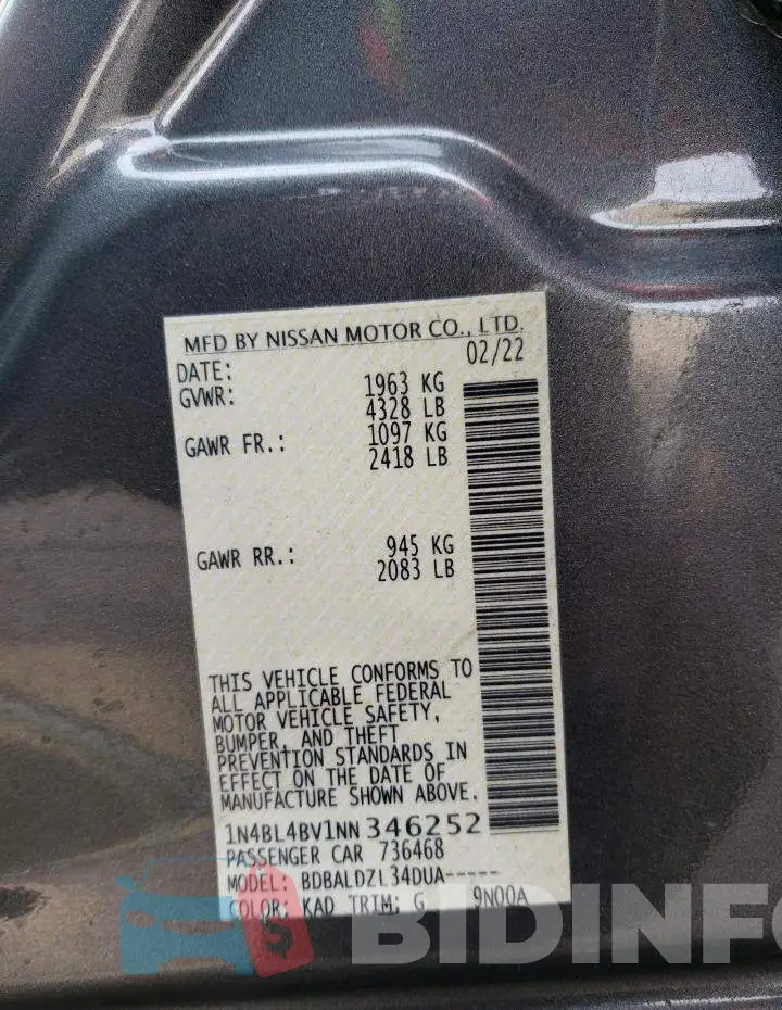 1N4BL4BV1NN346252 Photo# 13