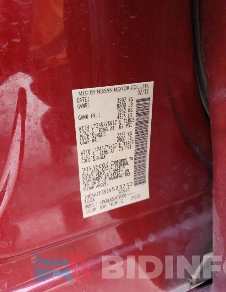 1N6AA1F35JN523752 Photo# 12