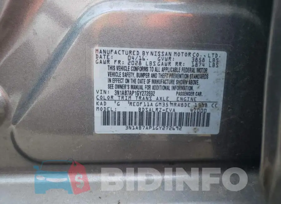 3N1AB7AP1GY272692 Photo# 12
