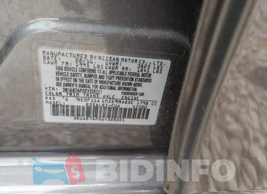 3N1AB7AP2GY328221 Photo# 12