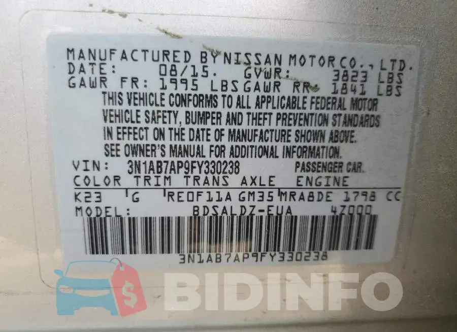 3N1AB7AP9FY330238 Photo# 13