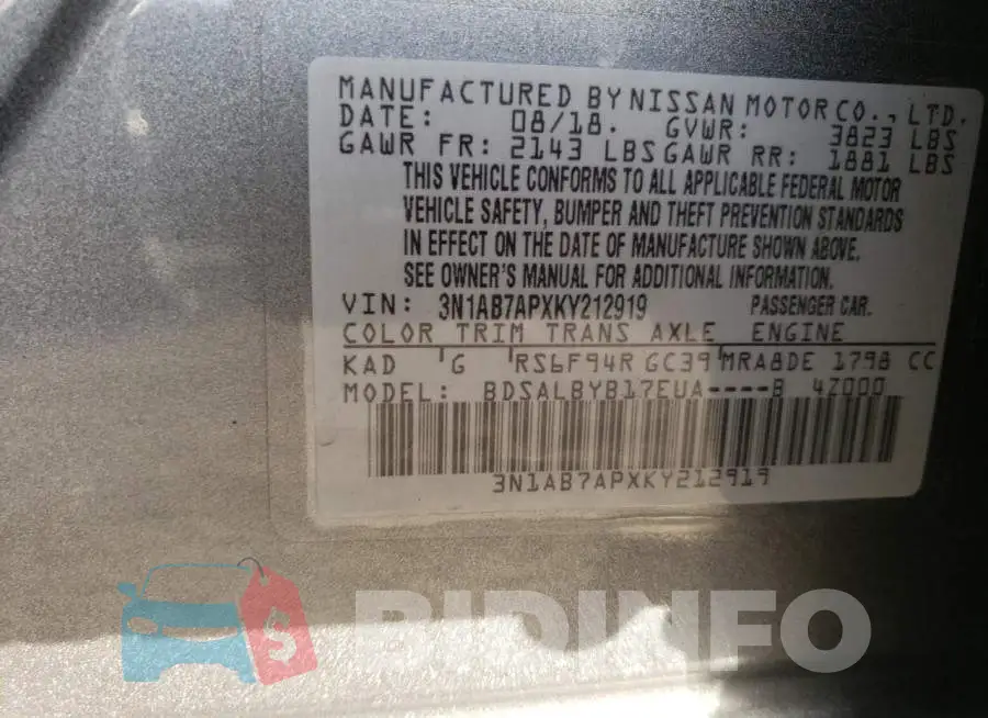 3N1AB7APXKY212919 Photo# 12