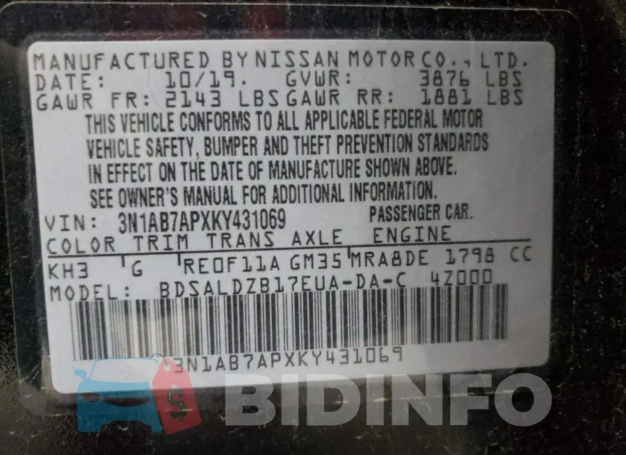 3N1AB7APXKY431069 Photo# 12