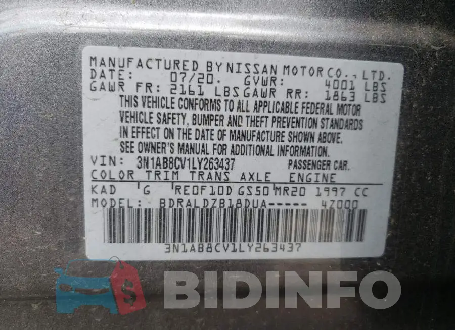 3N1AB8CV1LY263437 Photo# 12