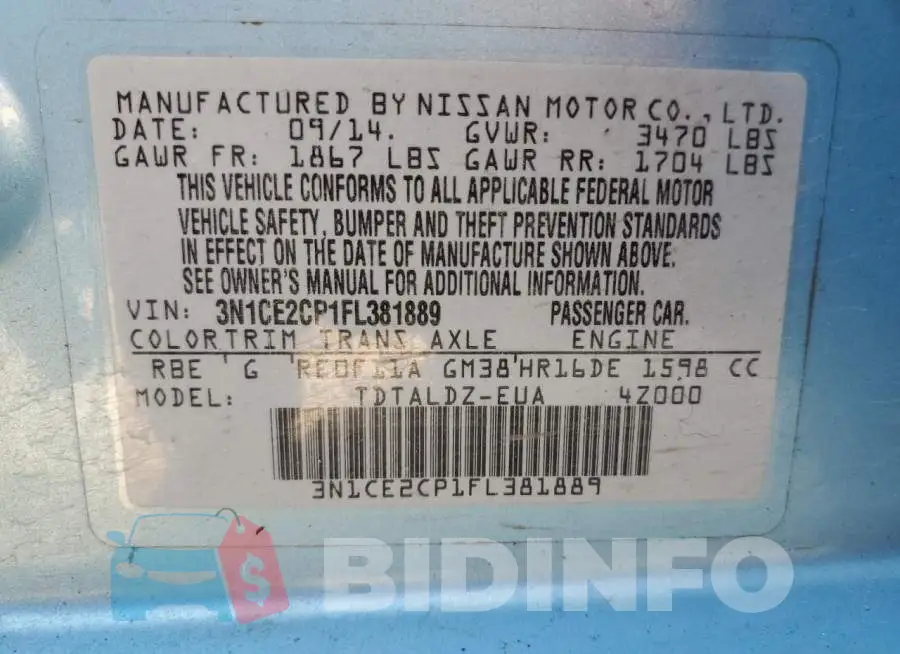 3N1CE2CP1FL381889 Photo# 12