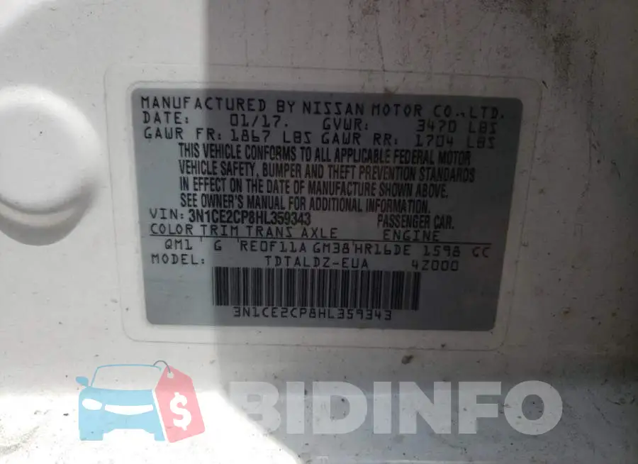 3N1CE2CP8HL359343 Photo# 12