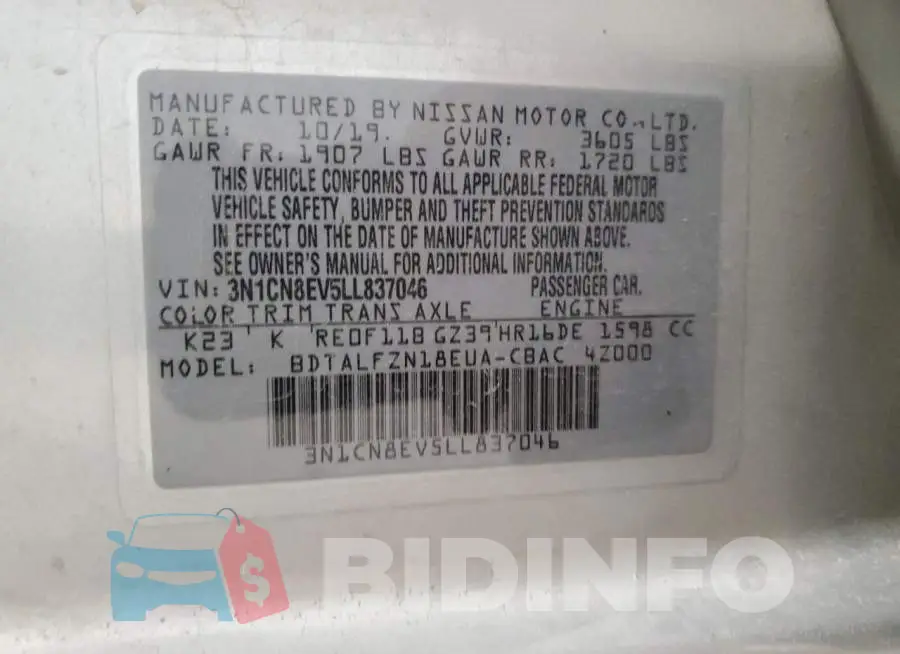 3N1CN8EV5LL837046 Photo# 12