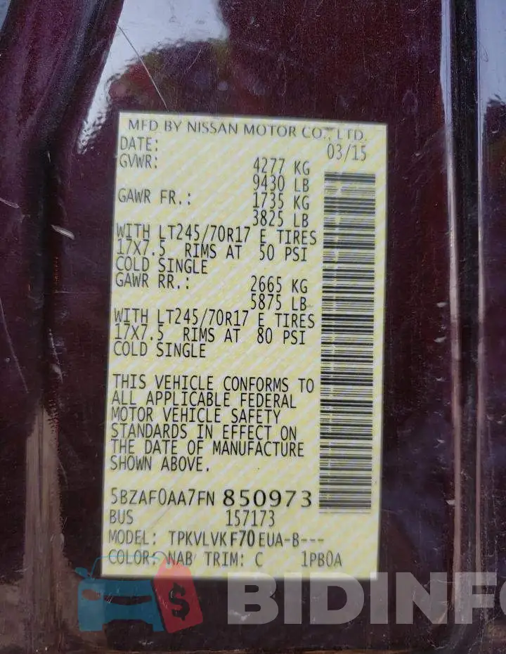 5BZAF0AA7FN850973 Photo# 10