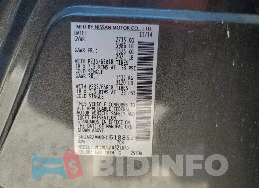 5N1AR2MM8FC618852 Photo# 14