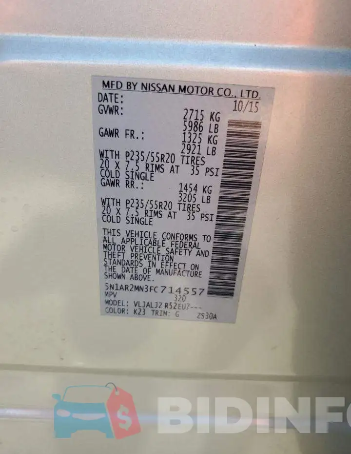 5N1AR2MN3FC714557 Photo# 13