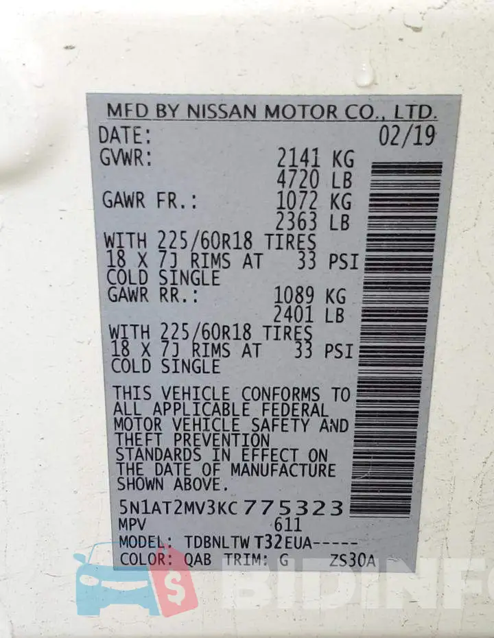 5N1AT2MV3KC775323 Photo# 14