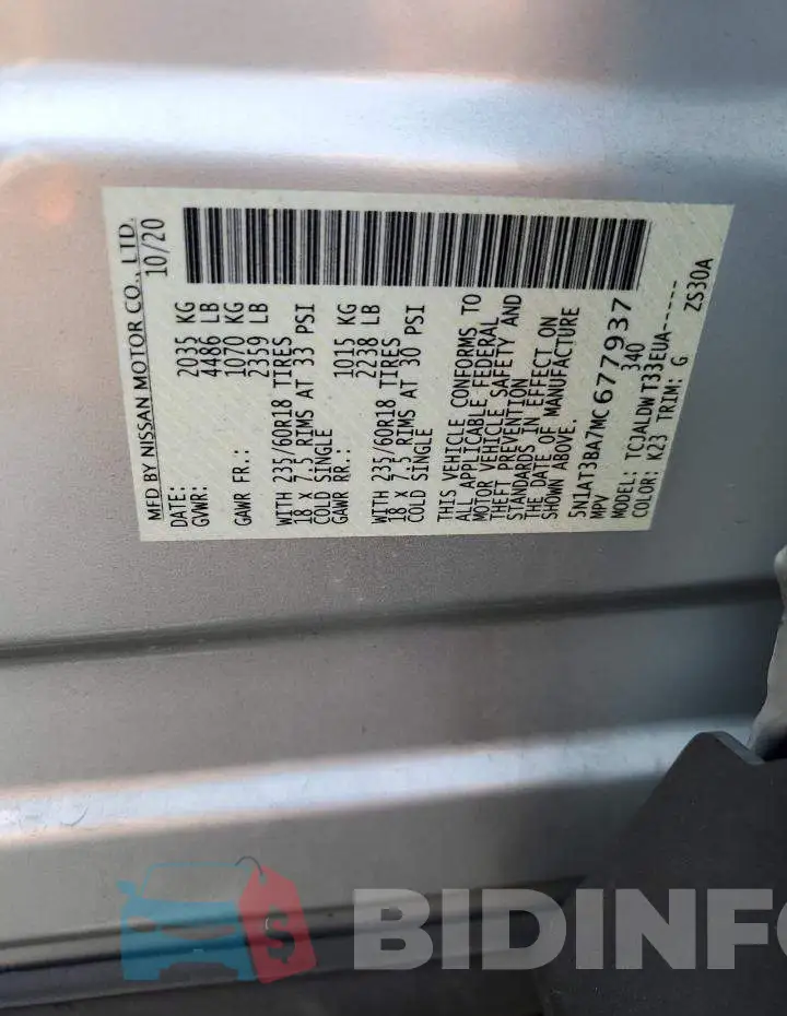 5N1AT3BA7MC677937 Photo# 14