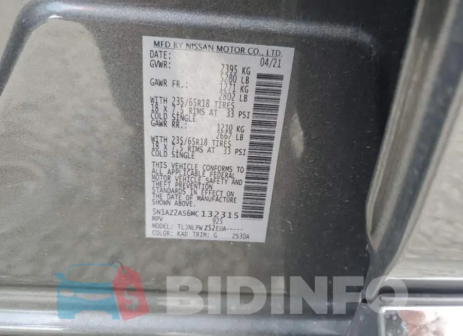 5N1AZ2AS6MC132315 Photo# 13