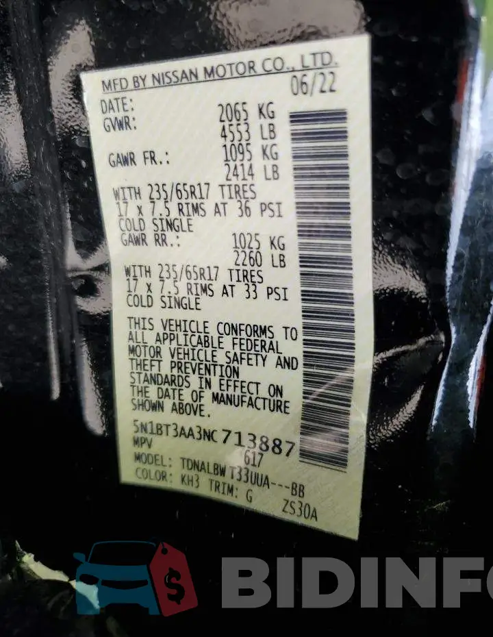 5N1BT3AA3NC713887 Photo# 13