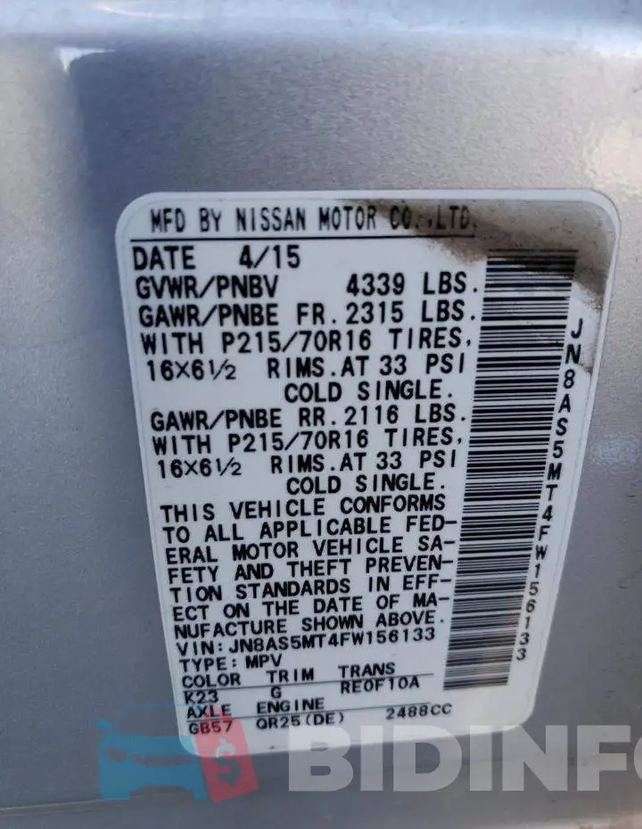 JN8AS5MT4FW156133 Photo# 14