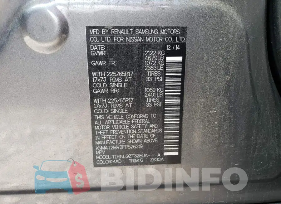 KNMAT2MV2FP526319 Photo# 13