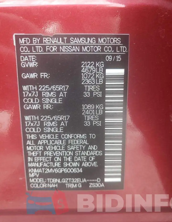 KNMAT2MV6GP600634 Photo# 13