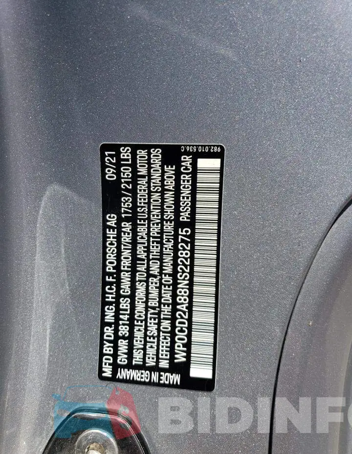 WP0CD2A88NS228275 Photo# 12