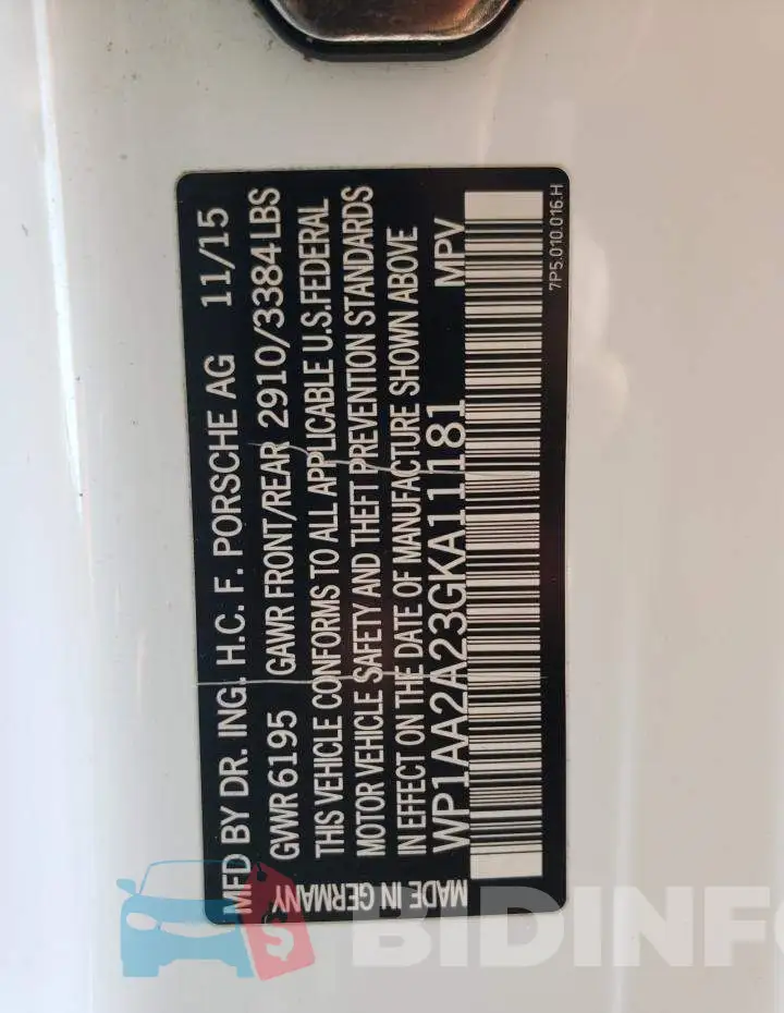 WP1AA2A23GKA11181 Photo# 13