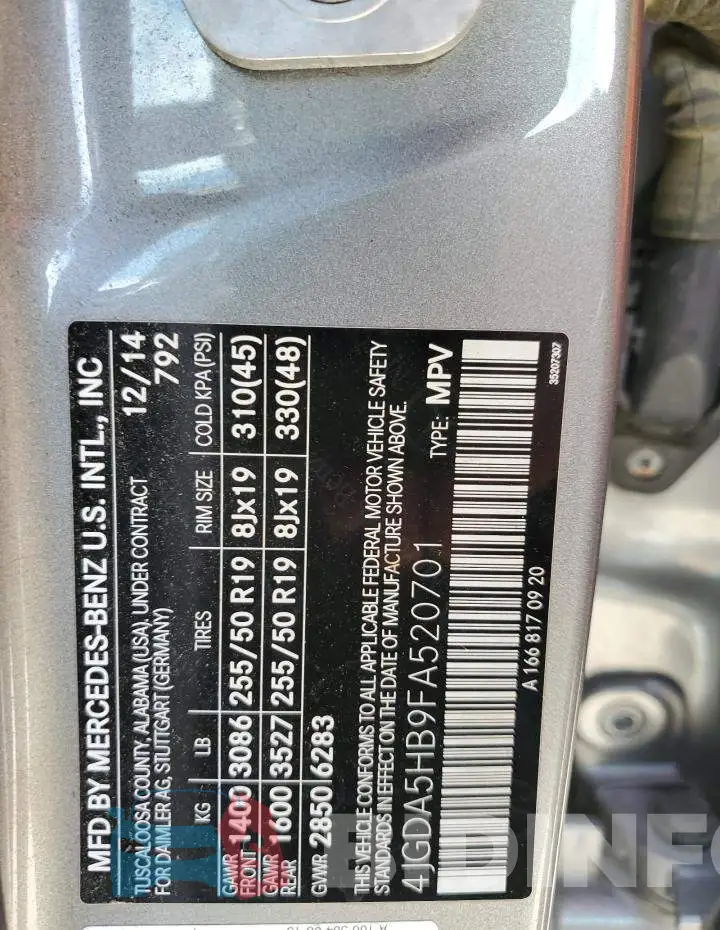 4JGDA5HB9FA520701 Photo# 13