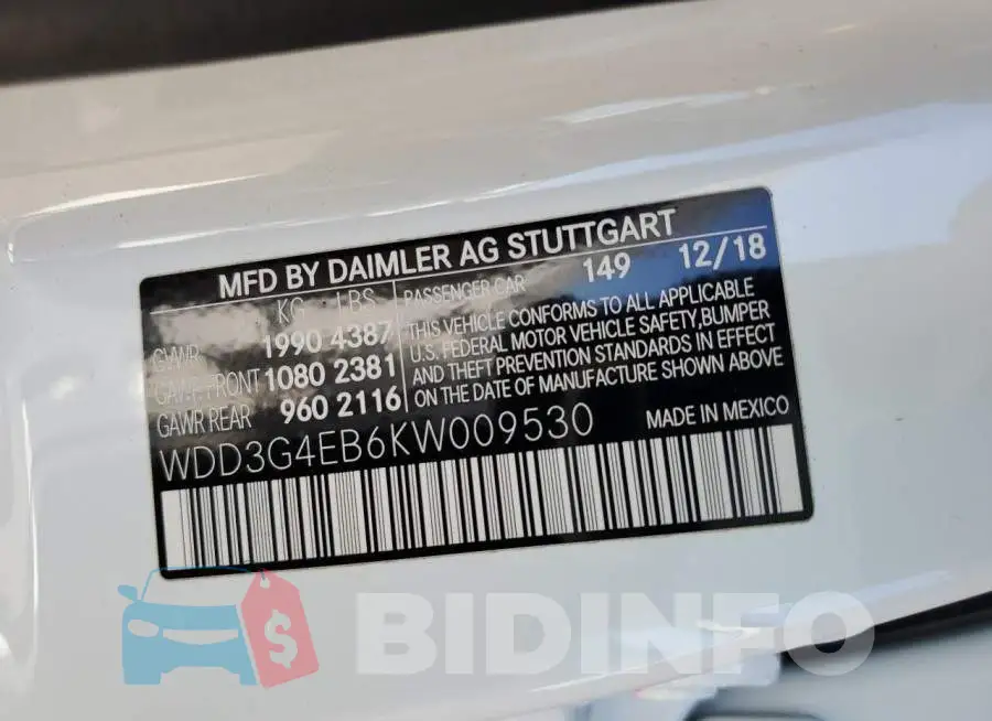 WDD3G4EB6KW009530 Photo# 12