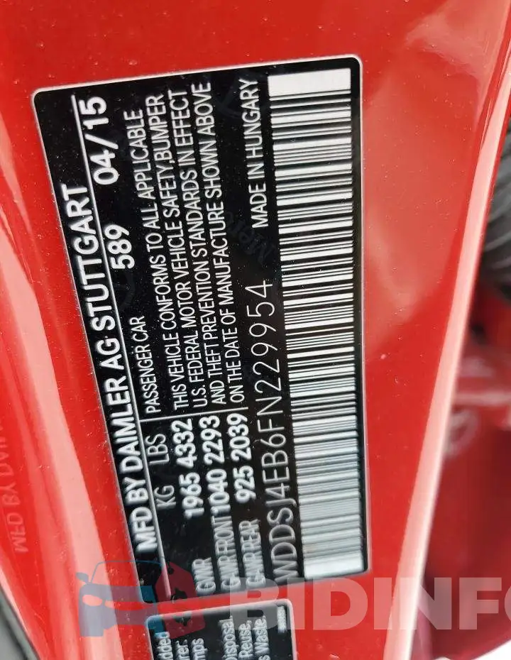 WDDSJ4EB6FN229954 Photo# 12