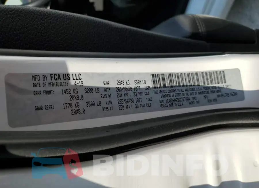 1C4RDHAG9KC777204 Photo# 13