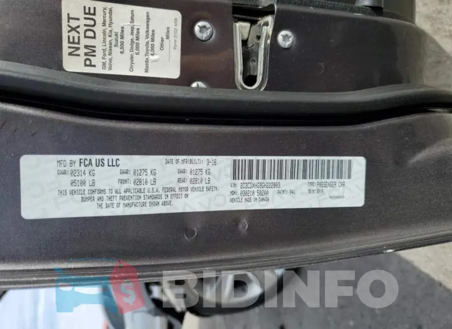2C3CDXHG9GH222803 Photo# 12