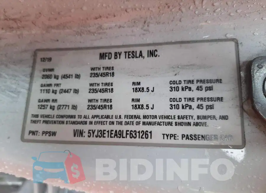 5YJ3E1EA9LF631261 Photo# 13