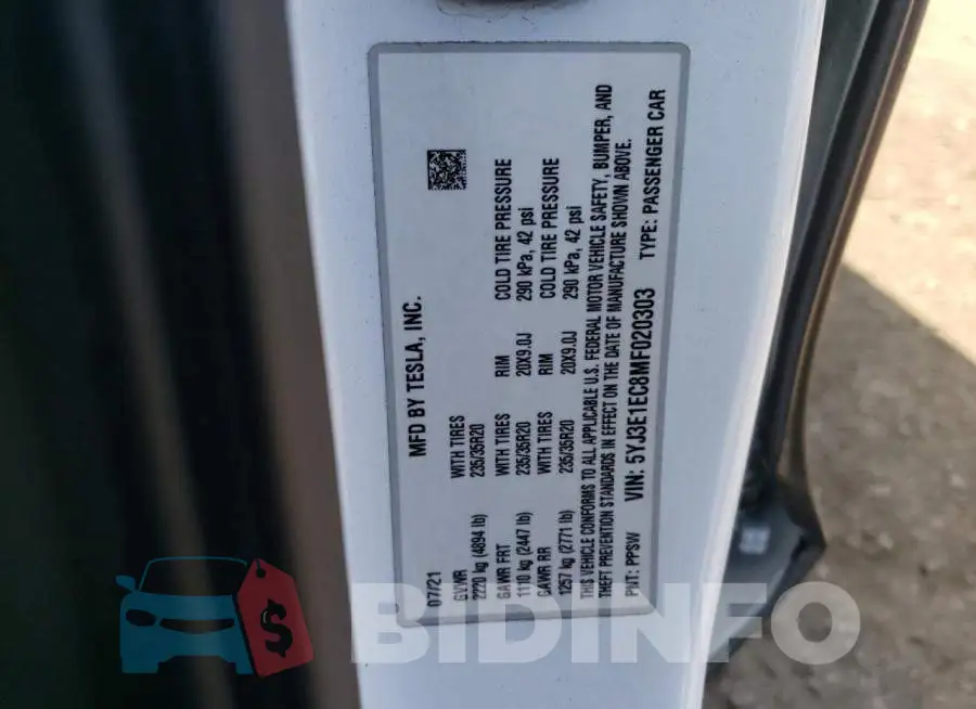 5YJ3E1EC8MF020303 Photo# 12
