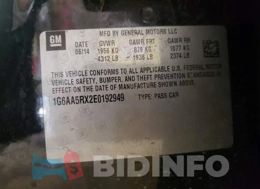 1G6AA5RX2E0192949 Photo# 12