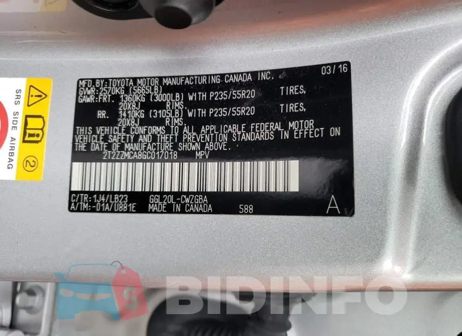2T2ZZMCA8GC017018 Photo# 13