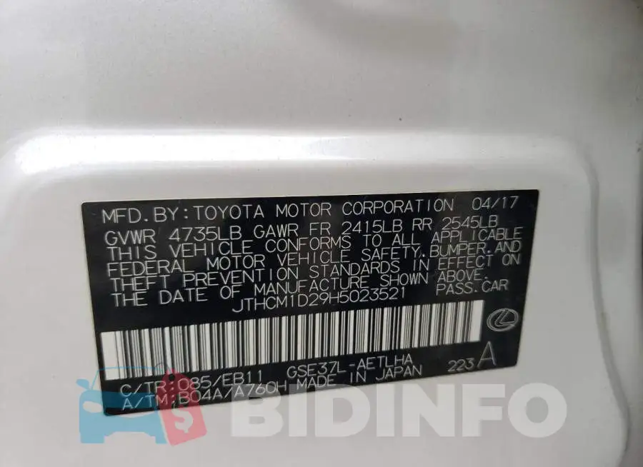 JTHCM1D29H5023521 Photo# 12