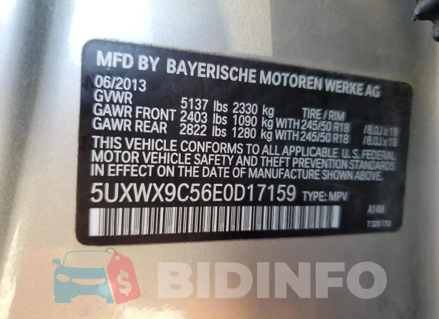 5UXWX9C56E0D17159 Photo# 12