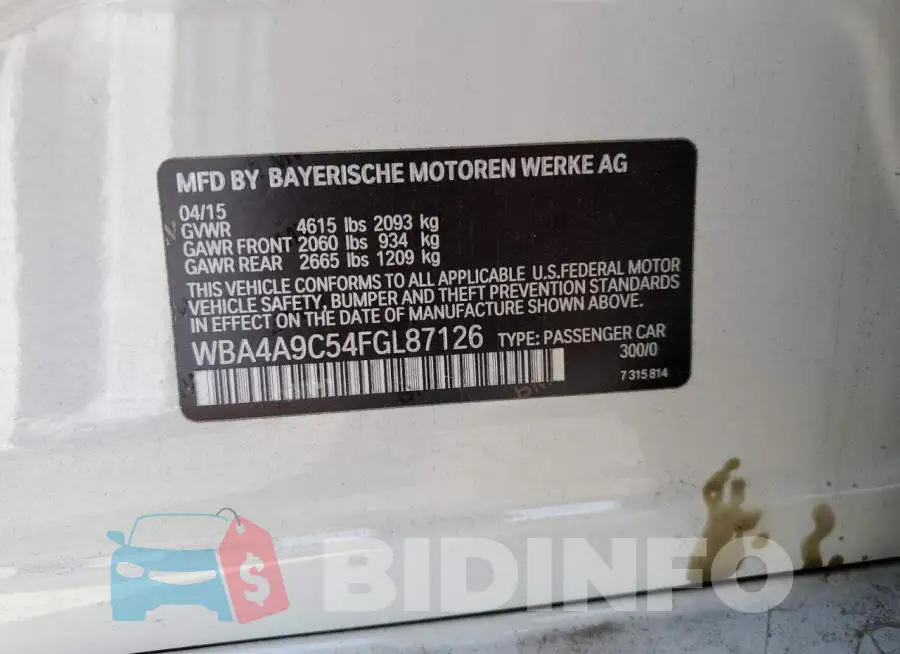 WBA4A9C54FGL87126 Photo# 12