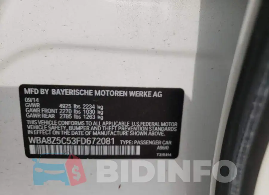WBA8Z5C53FD672081 Photo# 12